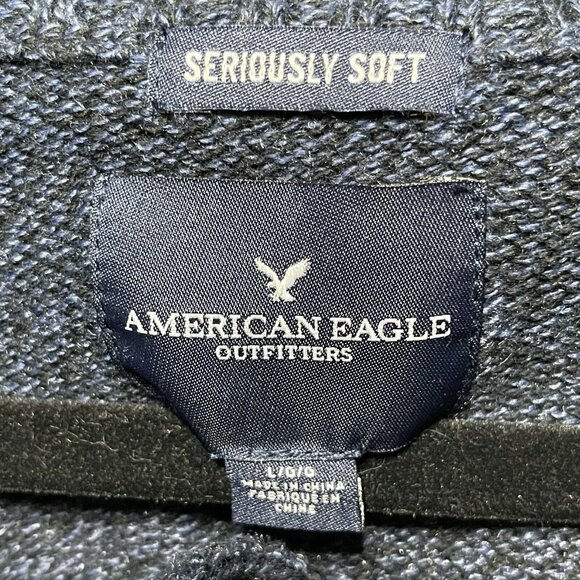 American Eagle Outfitters Mens Seriously Soft Navy Sweater Sz L New Without Tags - Picture 5 of 12